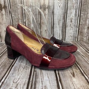 Sofft Patent & Suede Heels Pumps Red Low Heel Round Toe Size 6.5